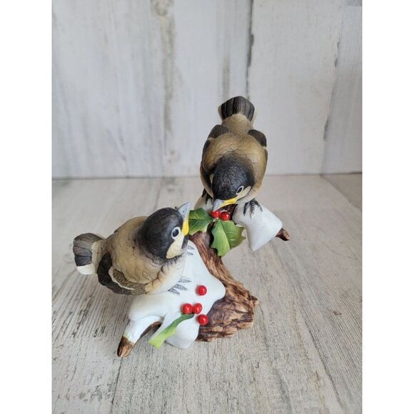 Andrea 1983 Chickadees Holly berries figure xmas - Picture 2 of 6